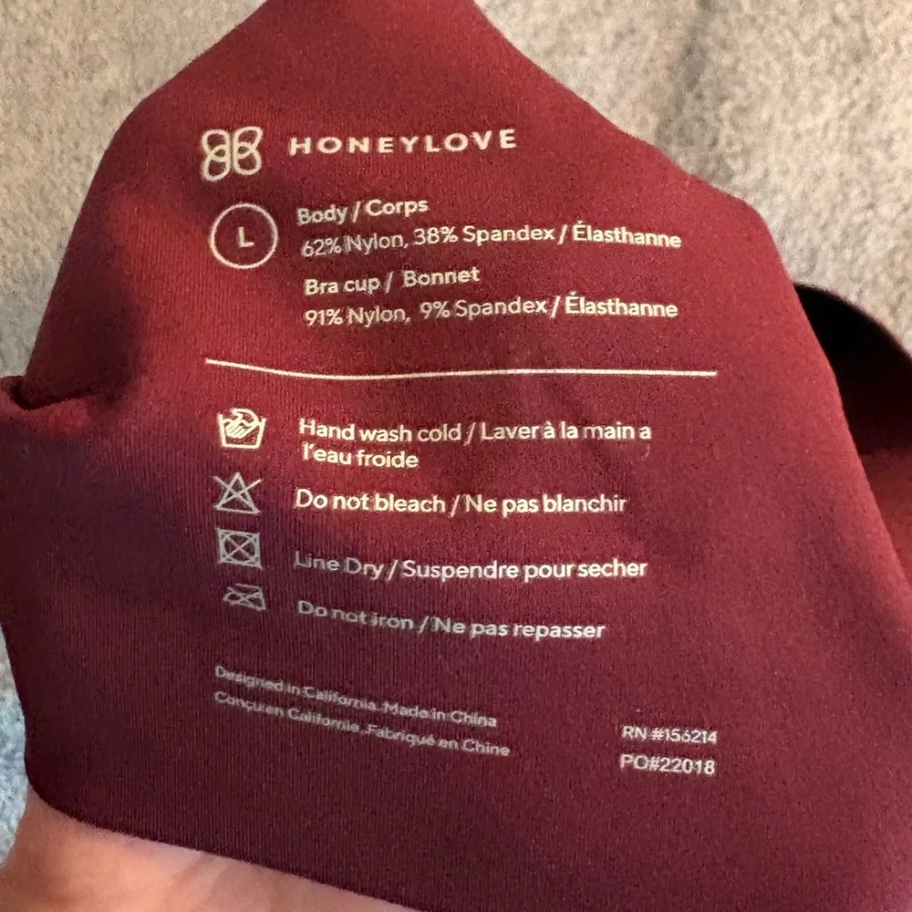 Honeylove V-Neck Size Large Bra Burgundy Seamless Bra Pullover No Underwire - Picture 6 of 6